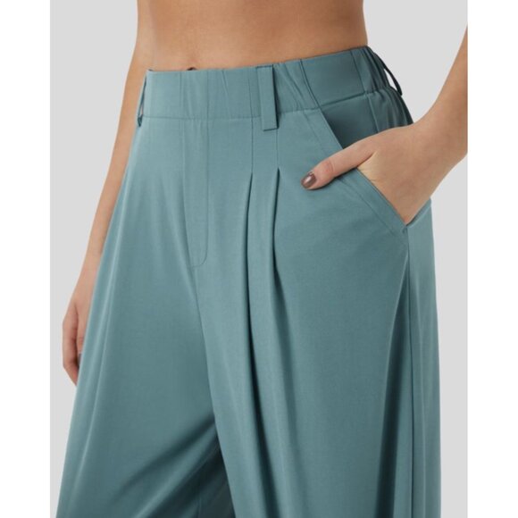 Halara Breezeful High Waisted Pants Sz Small Pocket Wide Leg Flowy MIneral Blue - Picture 10 of 16
